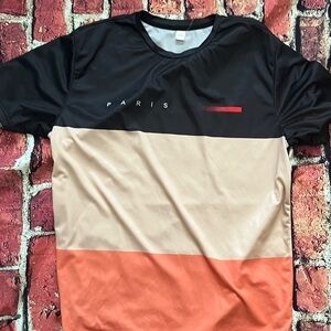 Paris Colorblock Men's Shirt - Black, Tan, and Orange